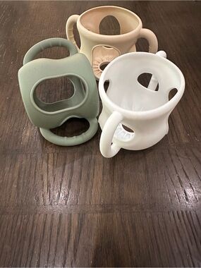 Advent - Silicone Sleeve Baby Cup Holders Trio - Sage, Cream, White